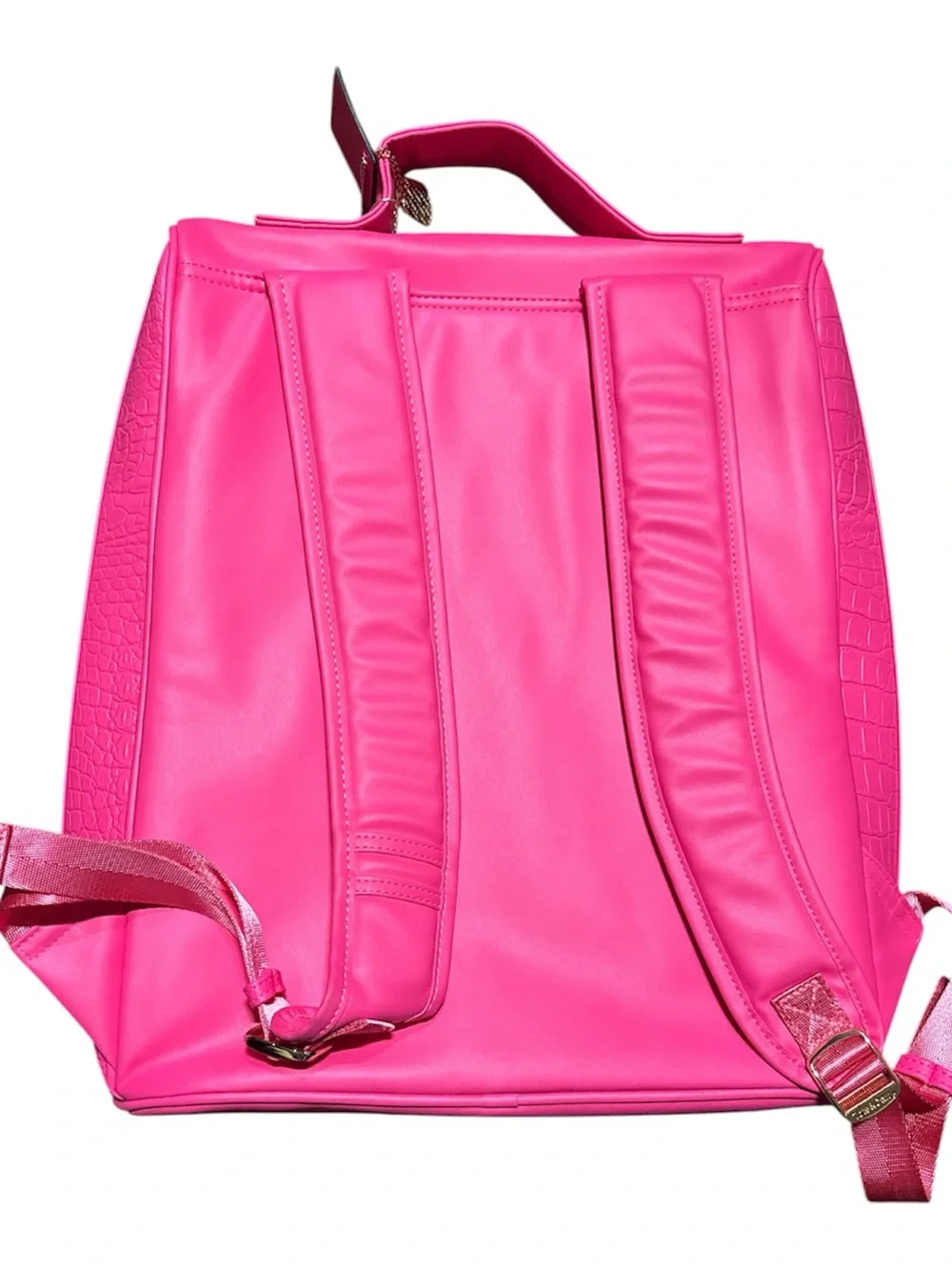 Tote&Carry Apollo 2 Backpack Neon Pink Faux Crocodile Textured NWT
